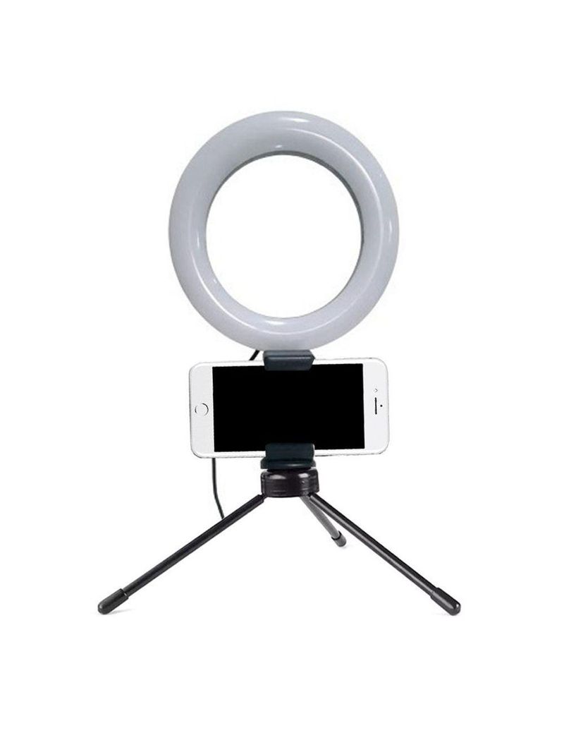 Luz Ring Light 16cm Tripé De Mesa Com Suporte Celular Gravar Vídeo