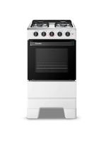 Fogão de piso a gás esmaltec 4 bocas ideal pop mesa inox e forno limpa fácil 50l - branco