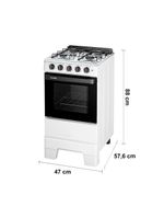 Fogão de piso a gás esmaltec 4 bocas ideal pop mesa inox e forno limpa fácil 50l - branco