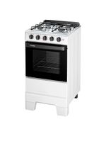 Fogão de piso a gás esmaltec 4 bocas ideal pop mesa inox e forno limpa fácil 50l - branco