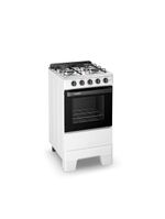 Fogão de piso a gás esmaltec 4 bocas ideal pop mesa inox e forno limpa fácil 50l - branco