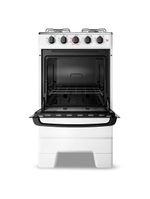 Fogão de piso a gás esmaltec 4 bocas ideal pop mesa inox e forno limpa fácil 50l - branco