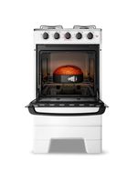 Fogão de piso a gás esmaltec 4 bocas ideal pop mesa inox e forno limpa fácil 50l - branco