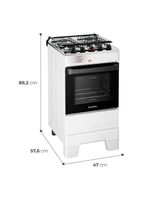 Fogão esmaltec ideal top t4iab branco 4 bocas com mesa de inox e acendimento automático forno 50l – bivolt