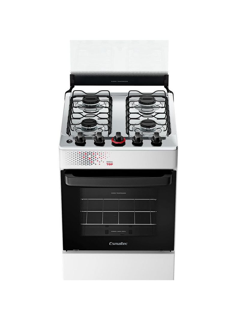 Fogão esmaltec ideal top t4iab branco 4 bocas com mesa de inox e acendimento automático forno 50l – bivolt