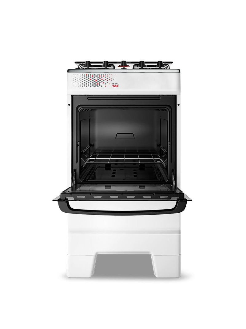 Fogão esmaltec ideal top t4iab branco 4 bocas com mesa de inox e acendimento automático forno 50l – bivolt