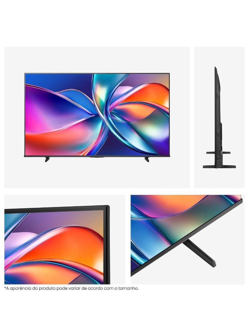 Smart tv 50” 4k hisense 50q6qv qled hdr10 dolby atmos vidaa u9 preto