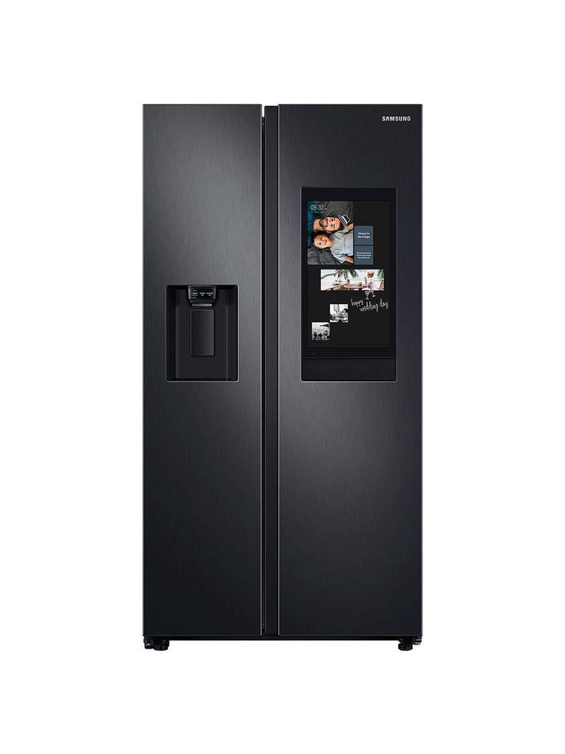 Geladeira samsung family hub side by side rs58t5561b1 digital inverter frost free com soundbar, smart view, bluetooth e wi-fi black inox look – 585 l