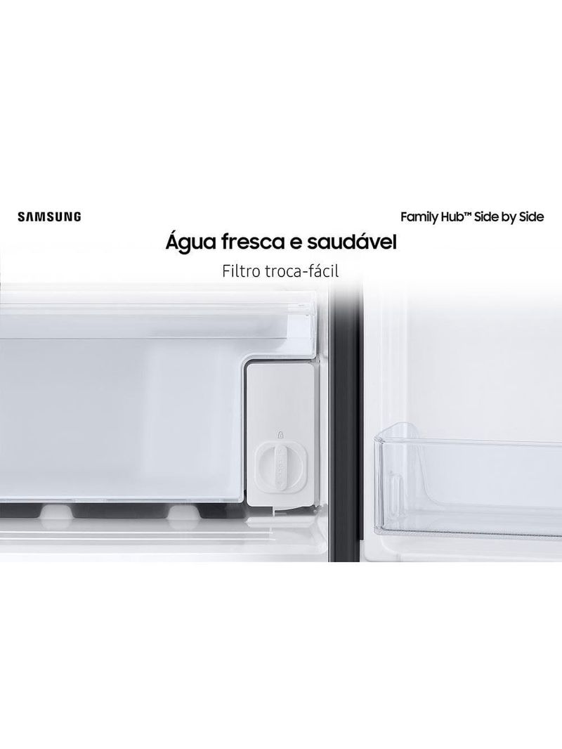 Geladeira samsung family hub side by side rs58t5561b1 digital inverter frost free com soundbar, smart view, bluetooth e wi-fi black inox look – 585 l