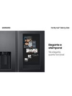 Geladeira samsung family hub side by side rs58t5561b1 digital inverter frost free com soundbar, smart view, bluetooth e wi-fi black inox look – 585 l