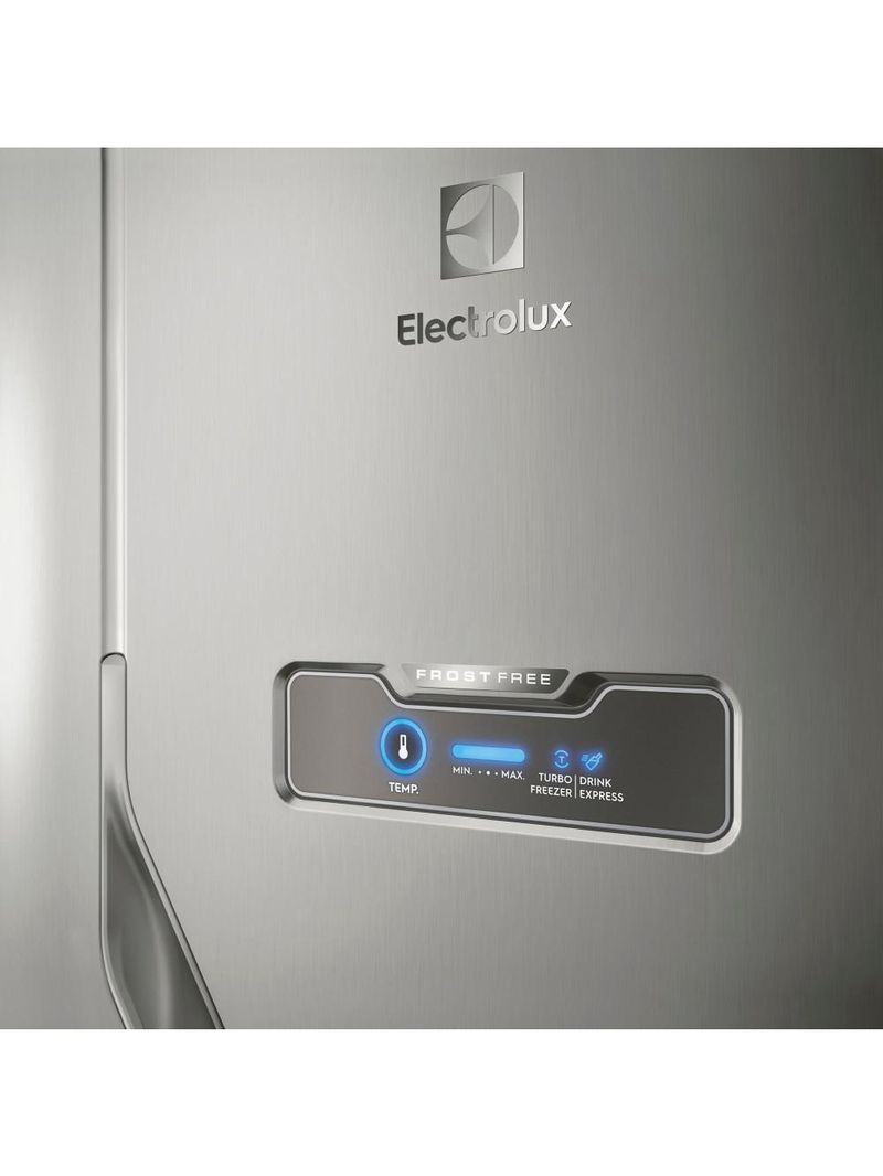 Geladeira electrolux dfx41 frost free 371l turbo congelamento duplex inox