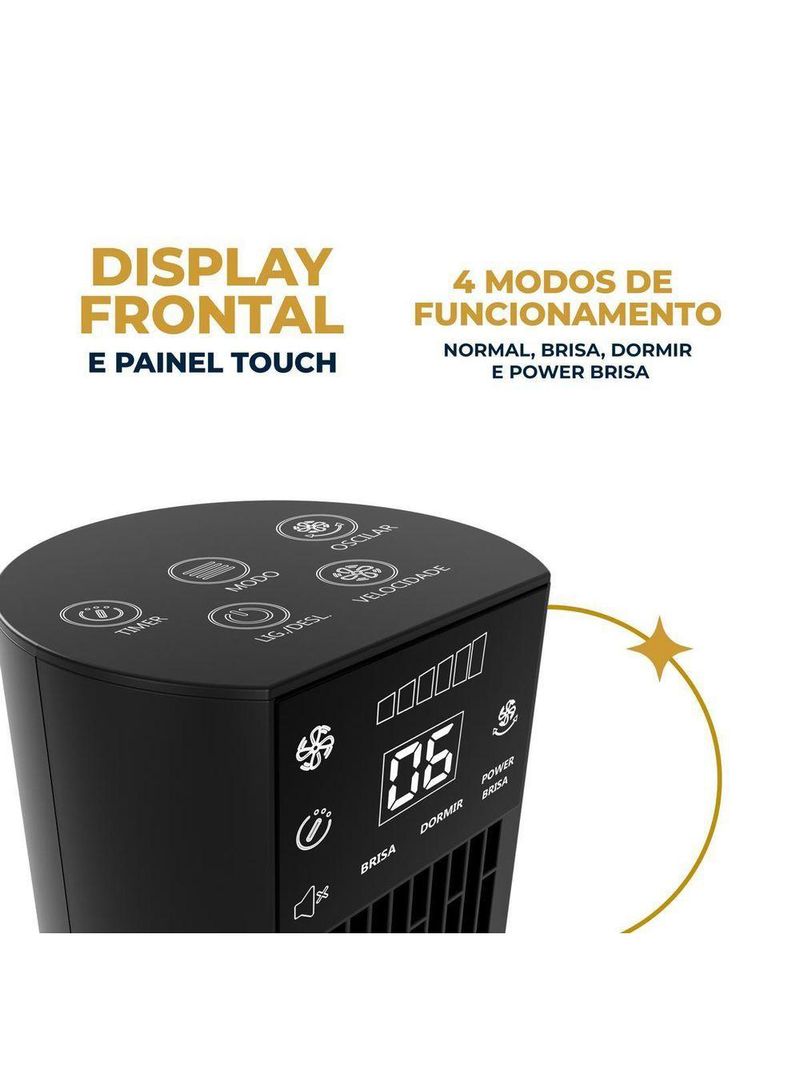 Ventilador Torre Britânia Painel Touch 75W BVT90A 220V