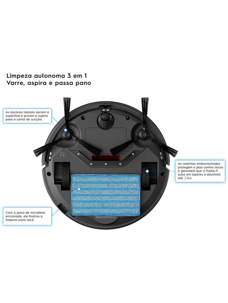 Robô aspirador de pó electrolux home-e control experience erb20 bivolt – cinza/preto