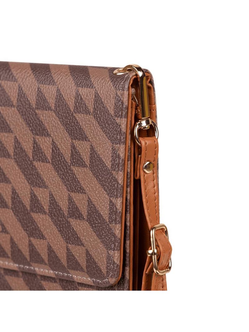 Porta celular feminino alça transversal monograma bg marrom