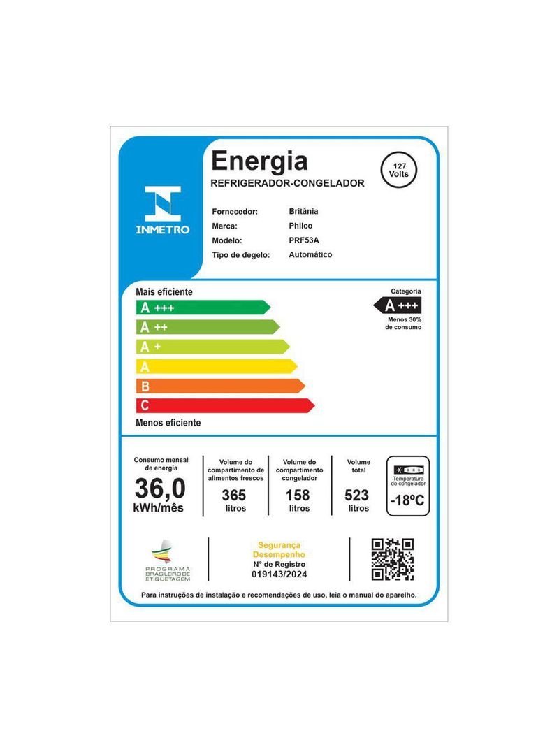Geladeira 523L Philco Eco Inverter French Door Inox PRF53A 110V