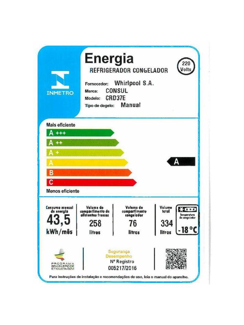 Geladeira Consul Cycle Defrost Duplex 334l Com Freezer Supercapacidade Crd37eb Branca 220v
