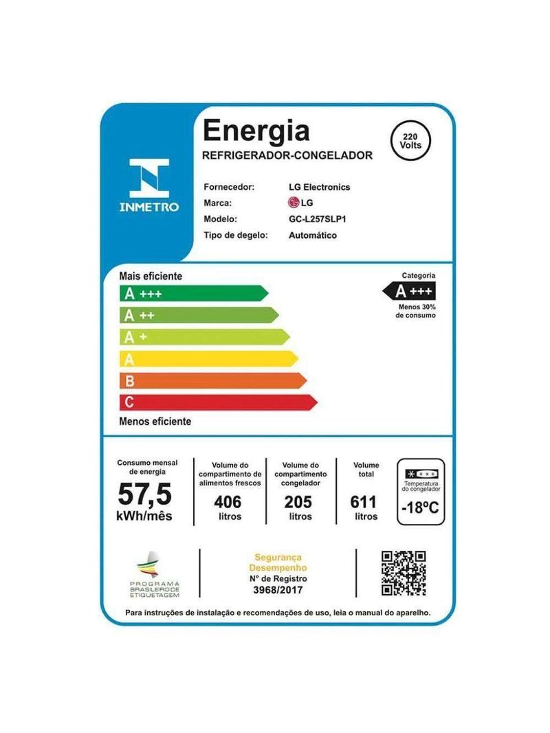 Geladeira Smart LG Side By Side Uvnano 611L Inverter GC-L257SLP Aço Escovado220V