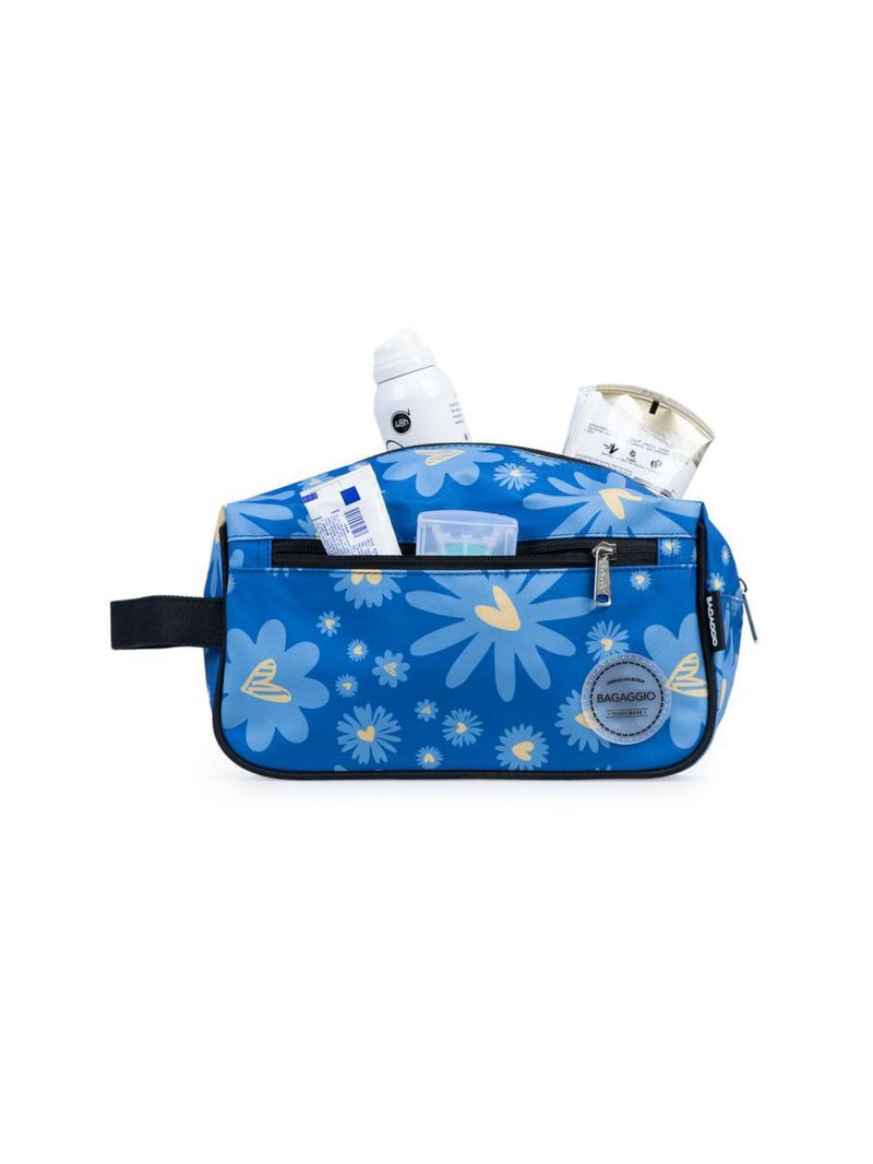 Necessaire feminina margaridas azul