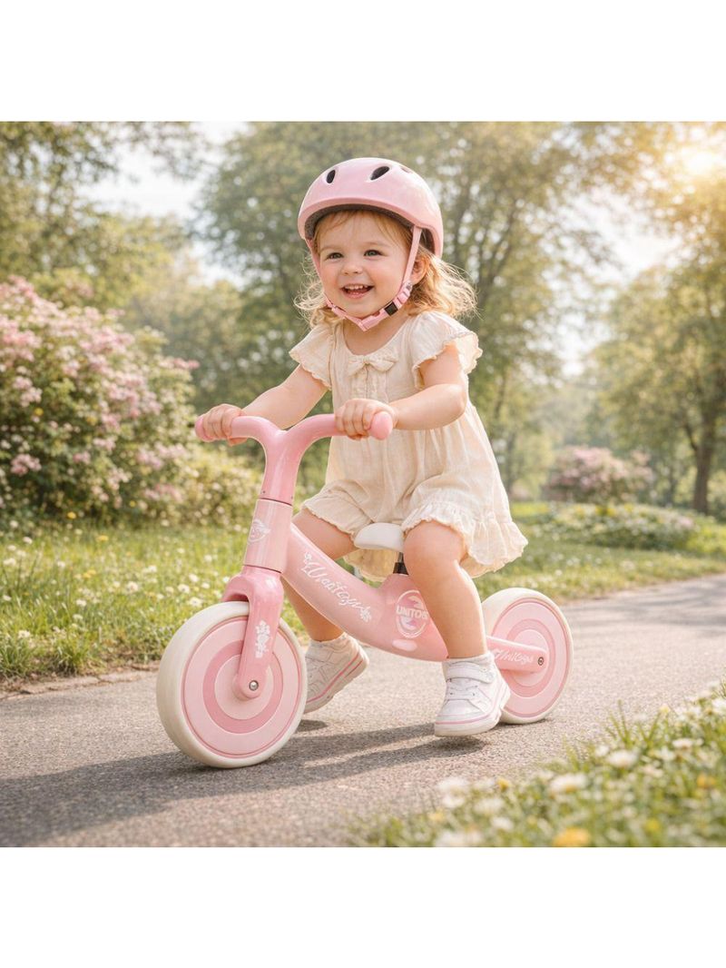 Bicicleta De Equilíbrio Infantil Sem Pedal Rosa Regulável