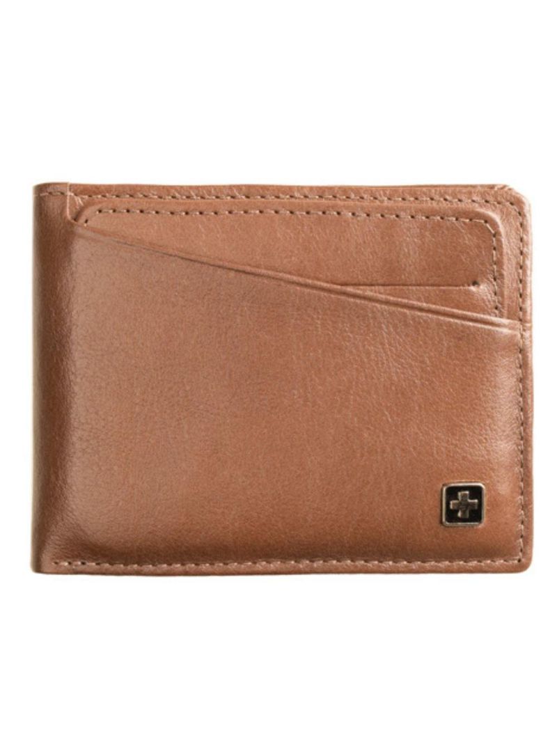 Carteira masculina de couro com porta cartão suissewin café