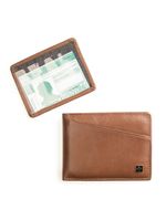 Carteira masculina de couro com porta cartão suissewin café