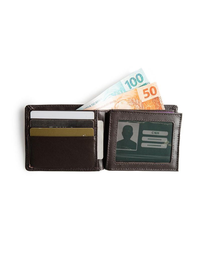 Carteira masculina de couro porta documentos newton marrom