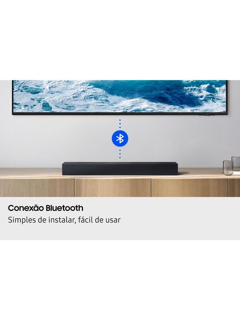 Soundbar samsung hw-b400f/zd 40w bluetooth 20 canais woofer integrado titan black