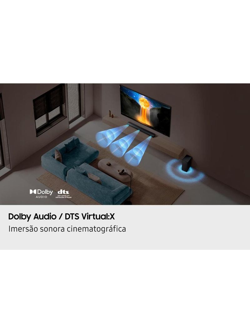 Soundbar samsung b-series hw-b650f/zd 370w bluetooth 31 canais dolby audio preto