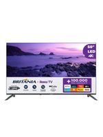 Smart tv 50" britânia ultra hd led btv50va4regb com sistema operacional roku tv, dolby audio, processador quad-core, entradas usb e hdmi