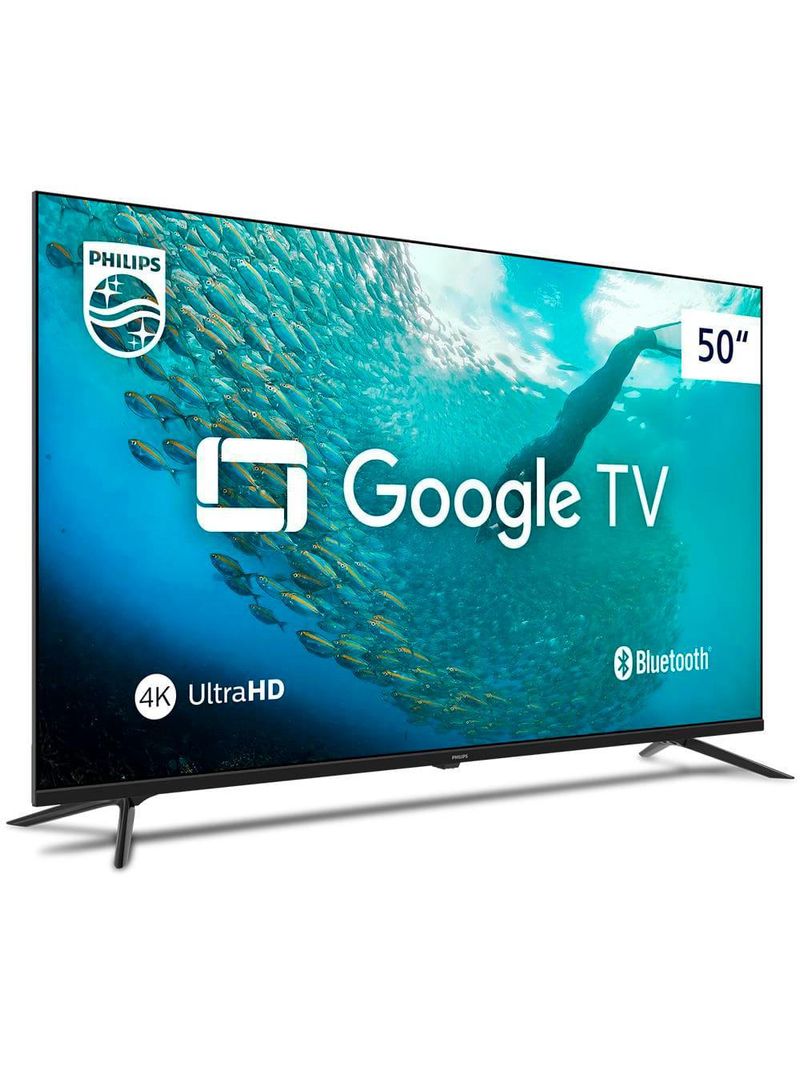 Smart tv led 50" ultra hd 4k philips 50pug7019 com google tv, comando de voz, wi-fi, entradas hdmi e usb