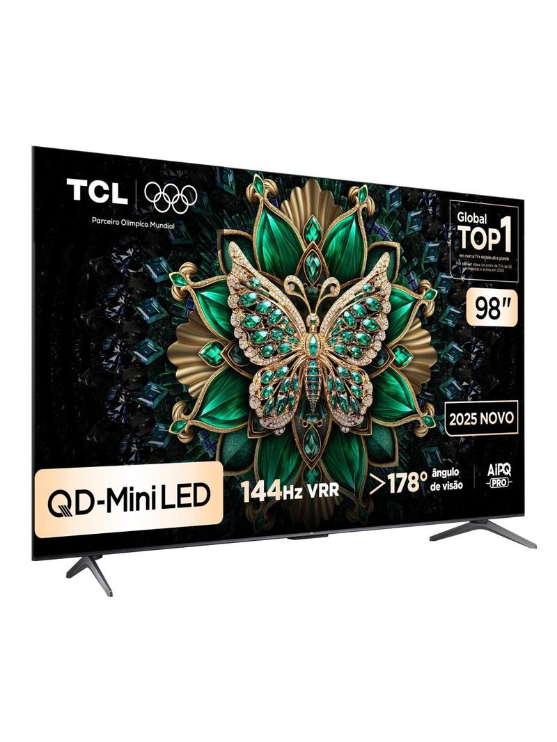 Smart tv 98” tcl 98c6k 4k qd-mini led google tv 144hz