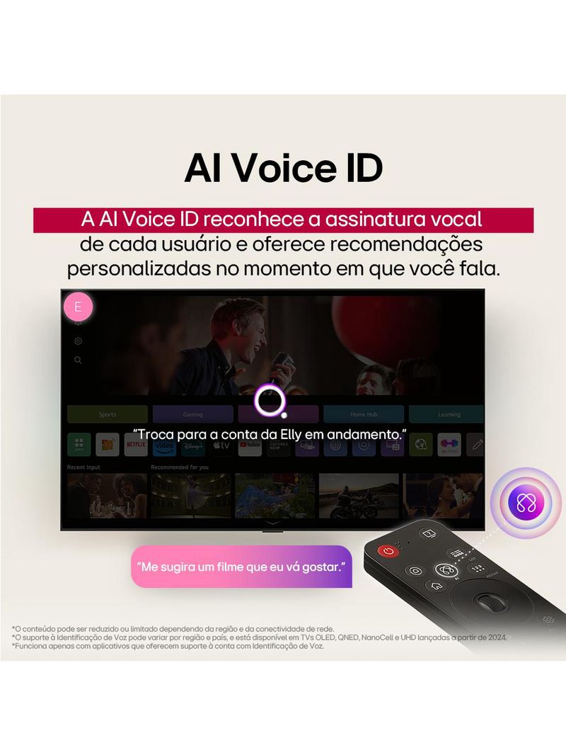 Smart tv 65" 4k lg 65nano80asa nanocell processador a7 ai gen8 webos 25 charcoal black