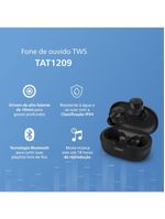 Fone de ouvido bluetooth philips tat1209bk/00 com microfone - preto