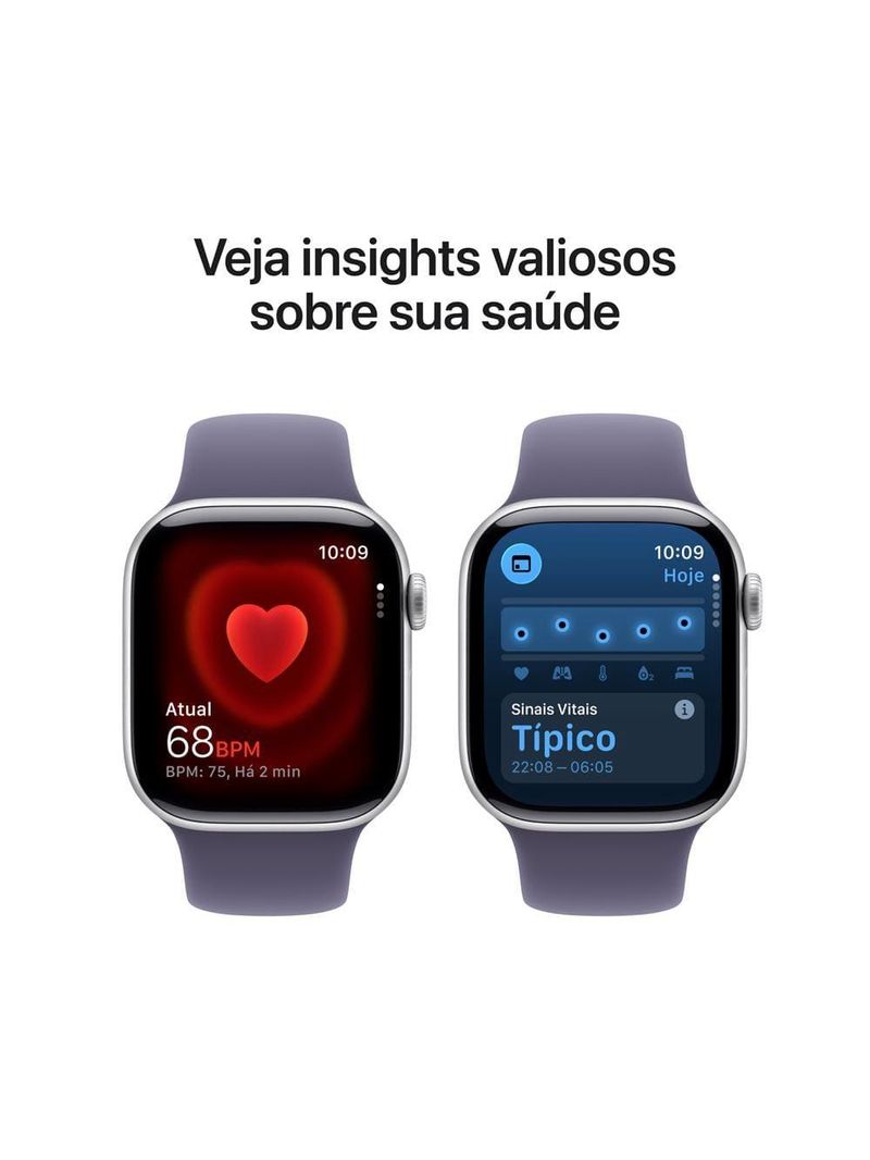 Apple watch series 11 gps 42mm prateado pulseira m/g esportiva roxo-névoa