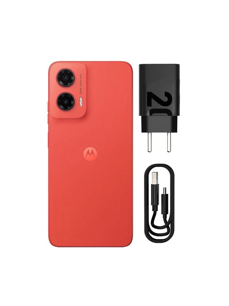 Smartphone motorola moto g35 5g coral 256gb 4gb ram + 8gb ram boost e camera 50mp com ai nfc tela 67" com superbrilho