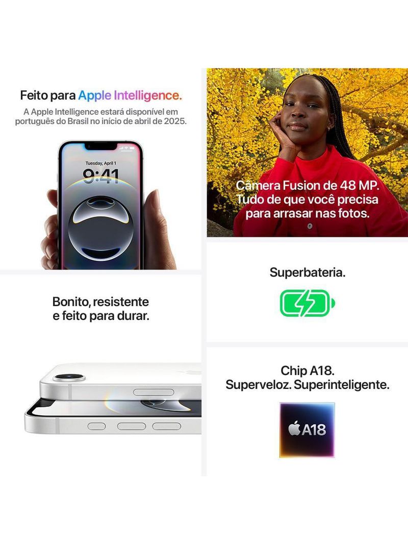 Apple iphone 16e de 128gb - preto