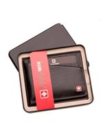 Carteira masculina de couro porta cartão suissewin preto