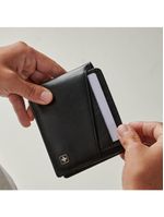 Carteira masculina de couro porta cartão suissewin preto