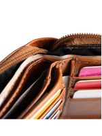 Carteira masculina de couro com zíper newton marrom