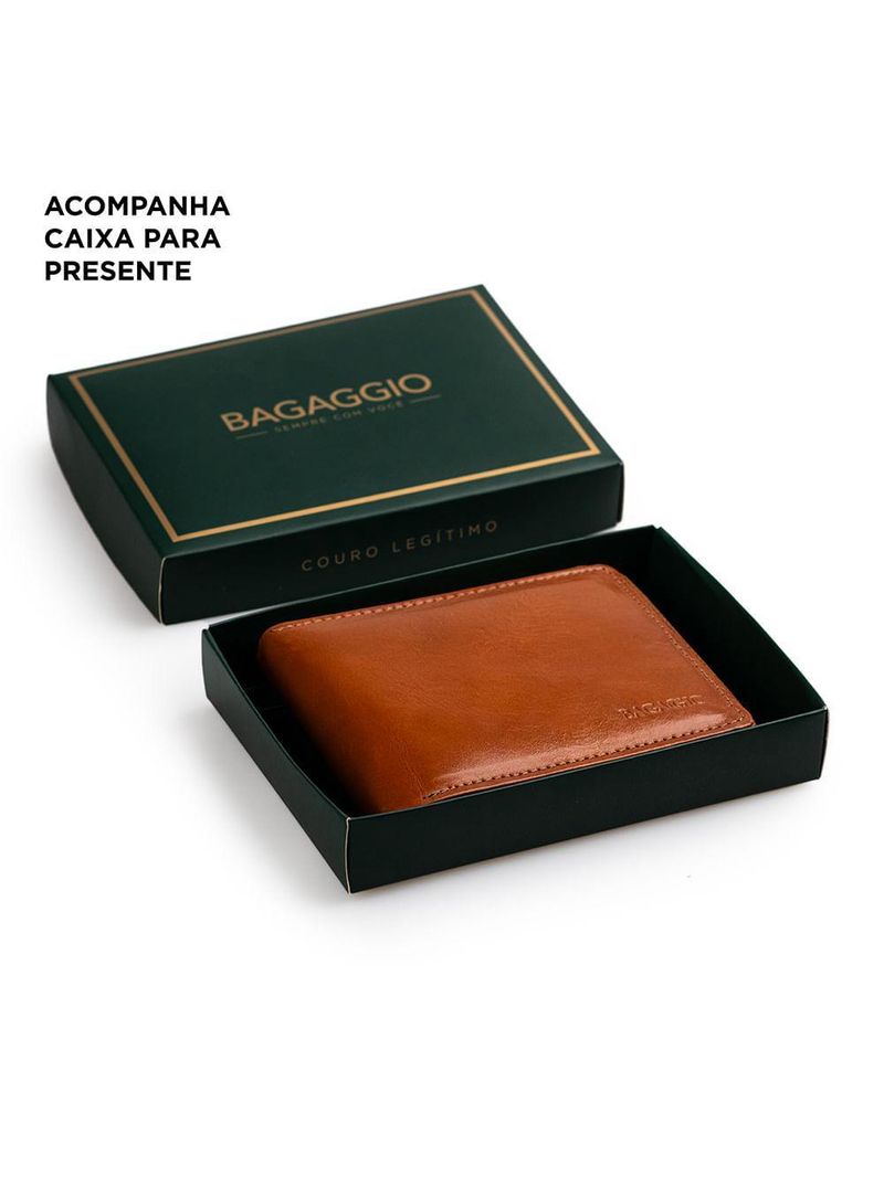 Carteira masculina de couro com zíper newton marrom