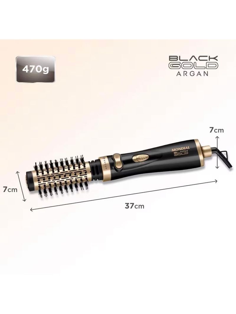 Escova rotativa mondial argan er-11 1000w black gold