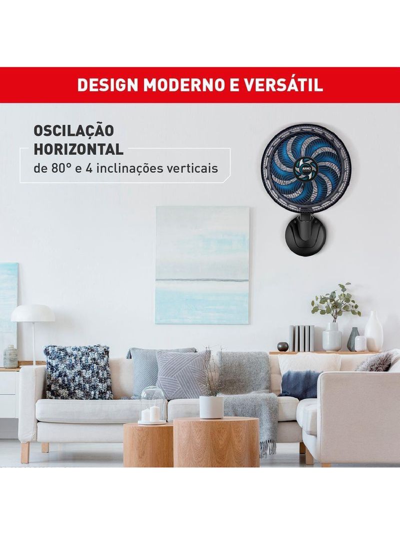 Ventilador de parede arno x-treme ve9p 40cm 160w 9 pás silencioso preto e azul