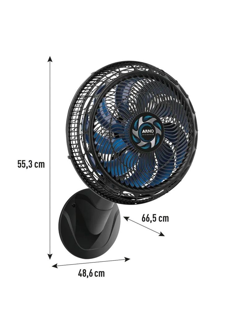 Ventilador de parede arno x-treme ve9p 40cm 160w 9 pás silencioso preto e azul