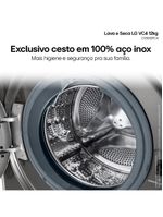 Lava e seca lg 12kg/7kg smart vc4 com inteligência artificial ai dd™ cv5012pc4 - inox