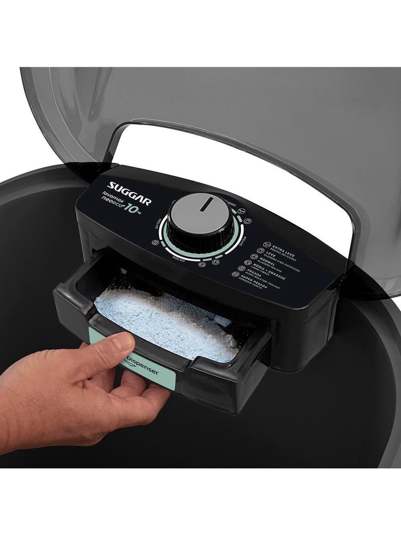 Lavadora suggar neo eco 10kg 6 programas de lavagem 450w preto