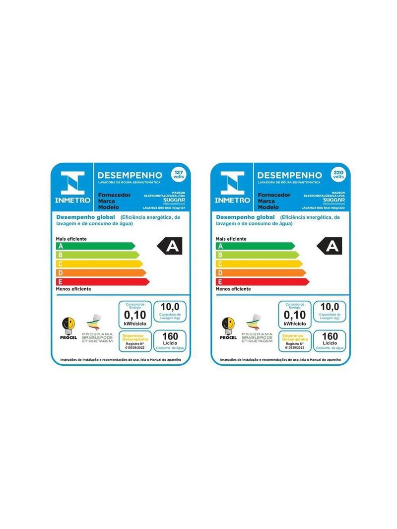 Lavadora suggar neo eco 10kg 6 programas de lavagem 450w preto