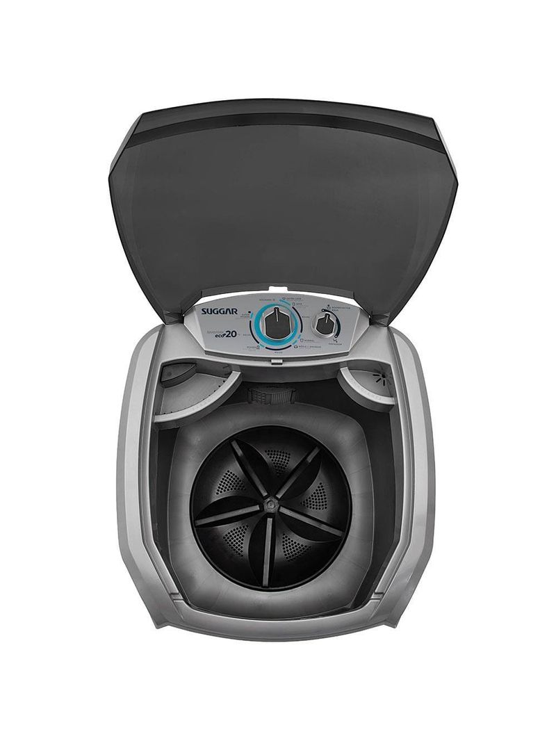 Tanquinho de roupas 20kg suggar lavamax eco le2001/2002pr com 6 programas de lavagem – prata