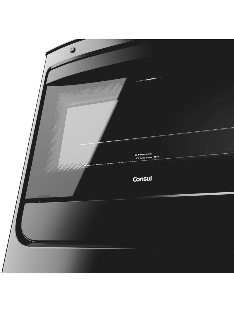 Fogão 5 bocas consul cfs5vbe com mesa de vidro e acendimento automático preto - bivolt