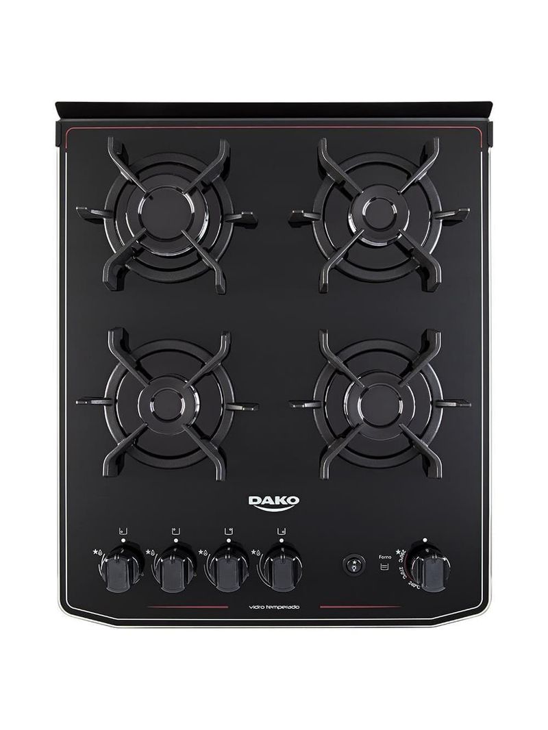 Fogão dako 4 bocas magister mesa de vidro acendimento automático bivolt preto