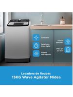 Lavadora de roupas midea wave agitator 15kg ma512w150a com timer digital, filtro de fiapos, função perfume+ e sistema power mix dispenser – branca